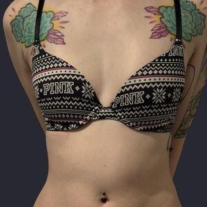PINK Victoria's Secret Black and Cream Bra